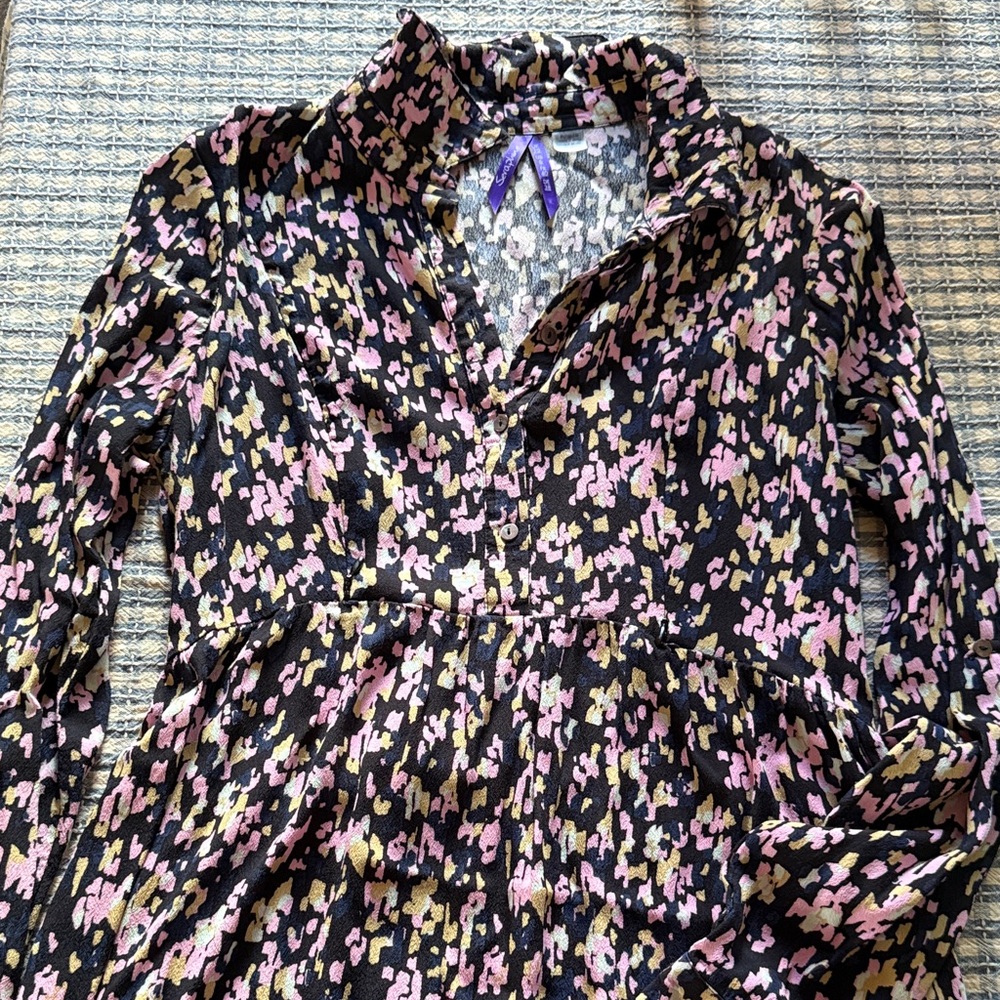Floral Print Long Sleeve Seraphine Maternity Dress (with collar)